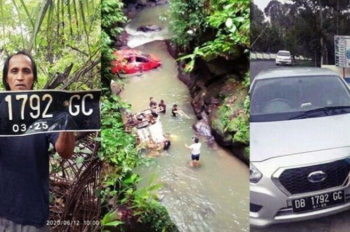 Daihatsu Ayla yang ringsek setelah masuk jurang jadi juru kunci hilangnya Datsu GO beberapa bulan lalu