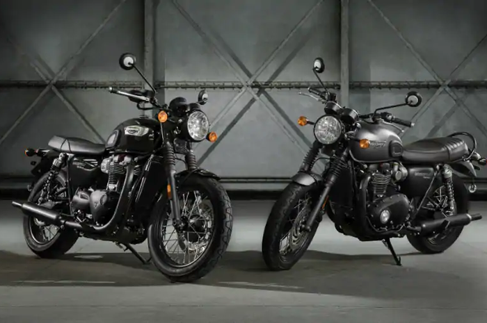 Triumph Bonneville T100 Jet Black dan Matte Black.