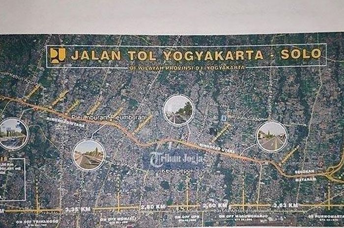 Trase jalan tol yang melintasi wilayah Yogyakarta.