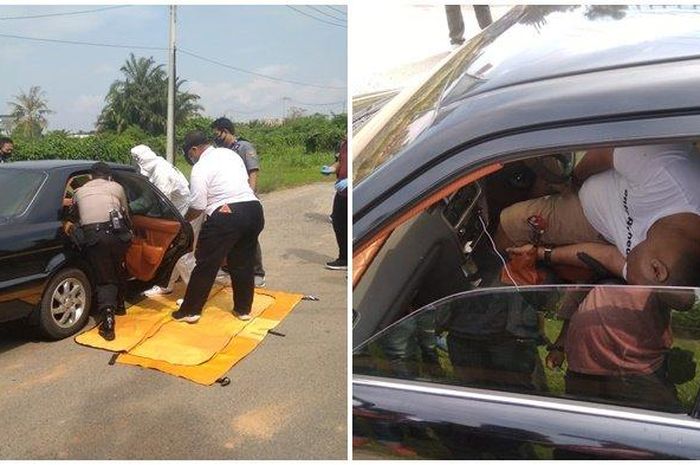 Penemuan mayat di dalam sebuah mobil yang terparkir di Jalan Gubernur H Bastari Kota Palembang, Minggu (15/6/2020).