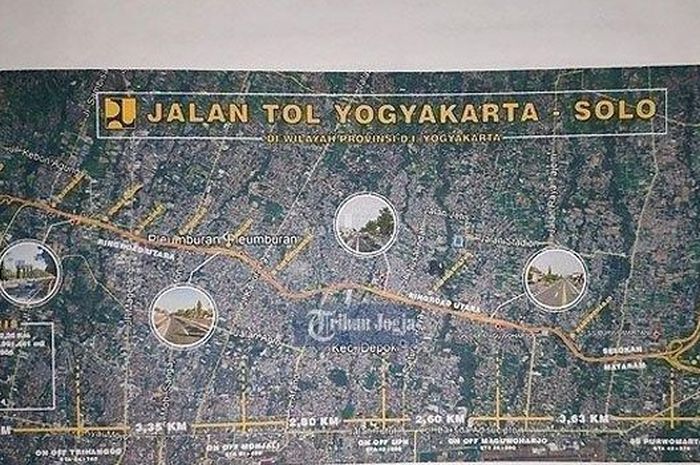 Trase jalan tol yang melintasi wilayah Yogyakarta.