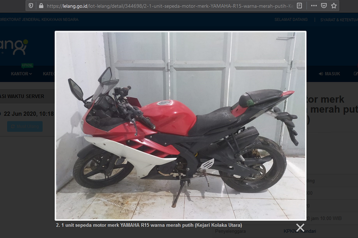 Lelang online minggu ini, ada Yamaha R15 mulai dari Rp 9,7 juta