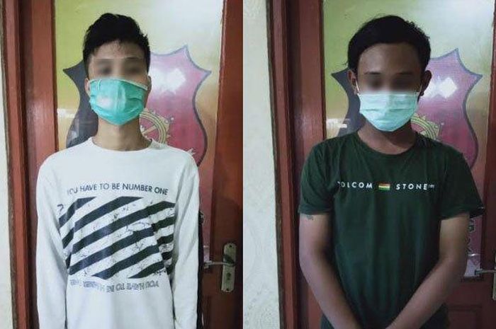 Kedua tersangka Muhammad Bahrul Wahda (22), dan Andhika Lau Putra (18), warga Kelurahan Putat Jaya, Kecamatan Sawahan, Surabaya diringkus Satreskrim Polres Gresik.  