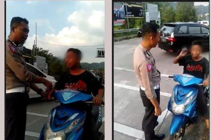 Tangkap layar video viral pemotor dihentikan polisi di kawasan Jalan Letjend Suprapto, Ungaran Barat, Kabupaten Semarang, Jawa Tengah