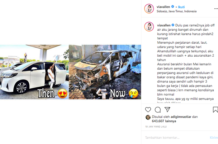 Curhatan Via Vallen setelah mobilnya dibakar orang tak dikenal