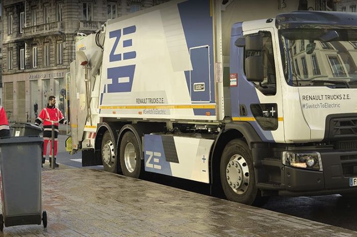 Renault Trucks D WIDE ZE, truk sampah bertenaga listrik di Paris, Prancis