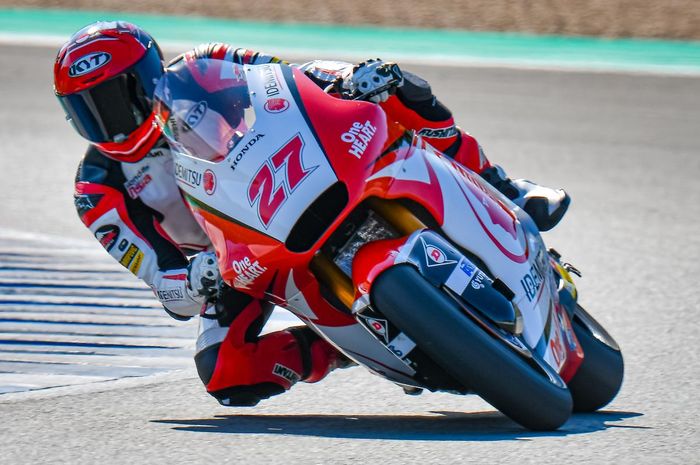 Andi Gilang menempati posisi 24 secara keseluruhan di sesi latihan bebas hari pertama Moto2 SPanyol 2020 (17/7)