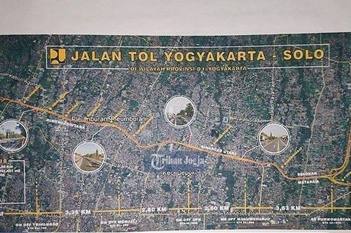 Trase Jalan Tol Yogyakarta-Solo di wilayah DIY.