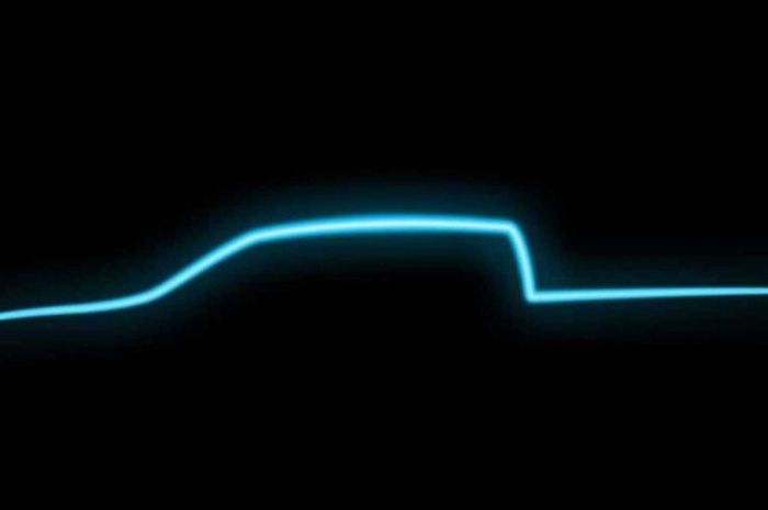 Teaser truk pikap listrik buatan Chevrolet di masa depan.