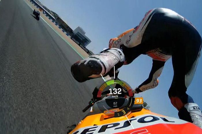 Marc Marquez alami high side dengan moor Honda RC213V di sirkuit Jerez (19/7)