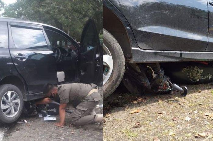 Honda Mobilio terjang motor, tersangkut di kolong, dua wania terseret di kawasan stadion Jakabaring Sport City