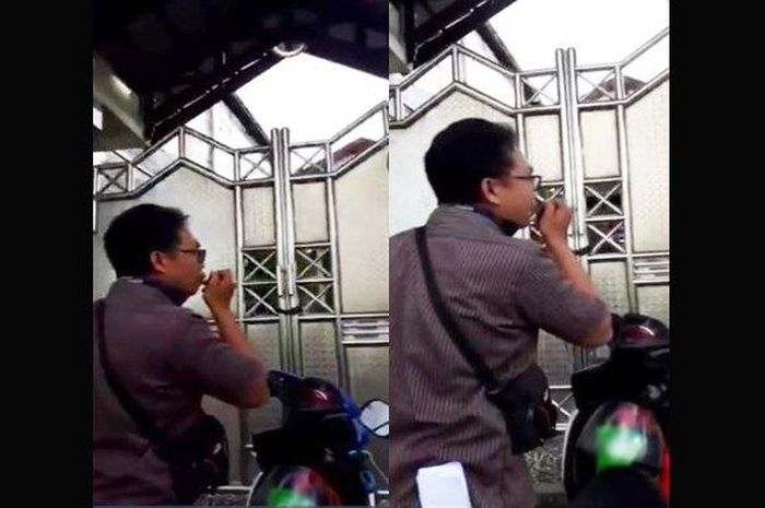 pria diduga debt collector tagih hutang ke pemilik rumah pakai pengeras suara dari motornya