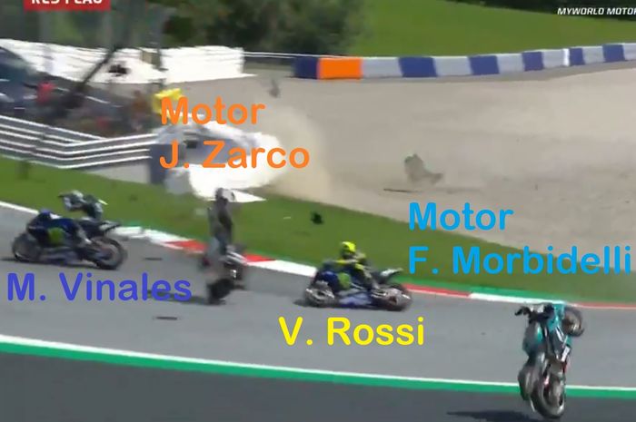 Posisi motor Rossi saat diapit dua motor yang terlibat insiden