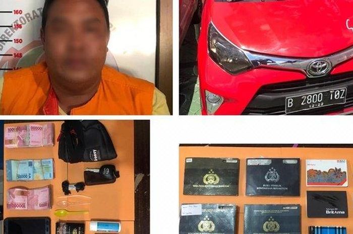 Toyota Calya yang diamankan jajaran Subdit 2 Direktorat Narkoba Polda Kalimantan Selatan beserta beberapa paket sabu dan uang tunai
