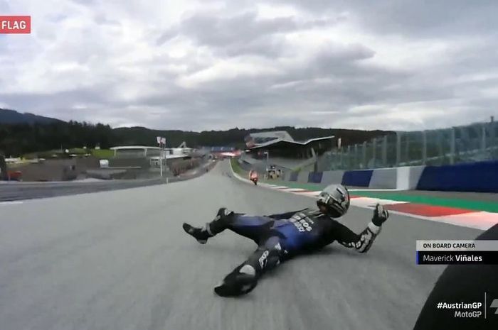 gagal ngerem, Maverick Vinales loncat dari motornya di MotoGP Stiria 2020, bisa selamat dari cedera karena teknologi ini