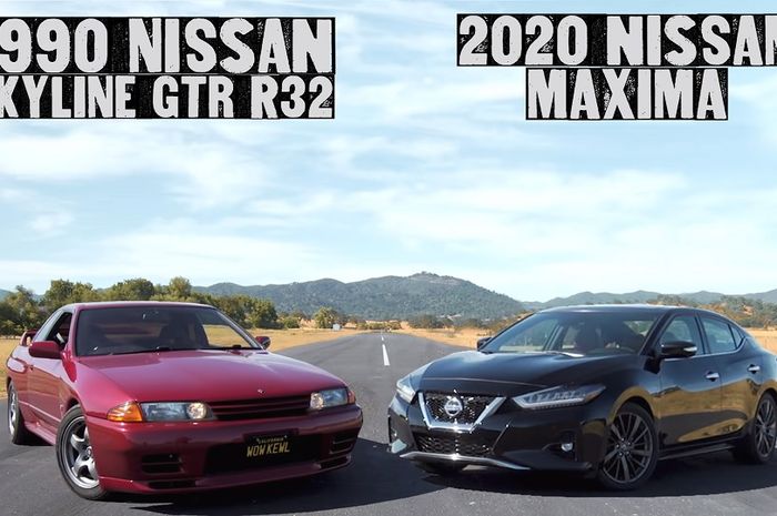 Nissan Skyline GT-R R32 1990 diadu cepat di ajang drag race melawan Maxima 2020.