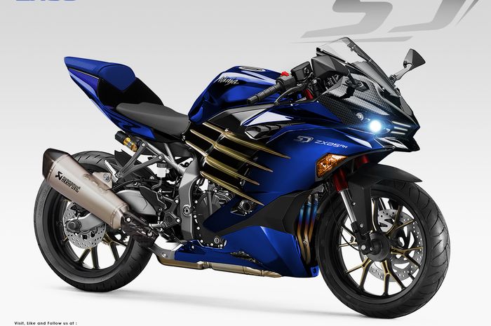 Modifikasi digital Kawasaki Ninja ZX-25R karya Simon Design dengan warna biru spesial