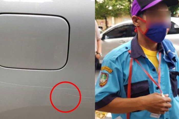 Seorang jukir di Kepatihan Wetan mengamuk dan menggores mobil milik seorang warga, karena kesal tak dibayar sesuai tarif resmi, Sabtu (29/8/2020). 