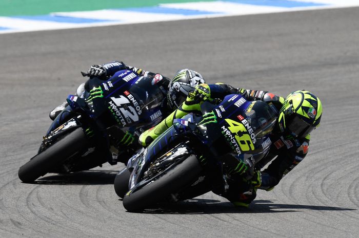Valentino Rossi dan Maverick Vinales sebagai pembalap tim Monster Energy Yamaha MotoGP 2020