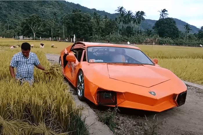 penampakan replika Lamborghini bermesin Yamaha Vixion bikinan petani dari Aceh 