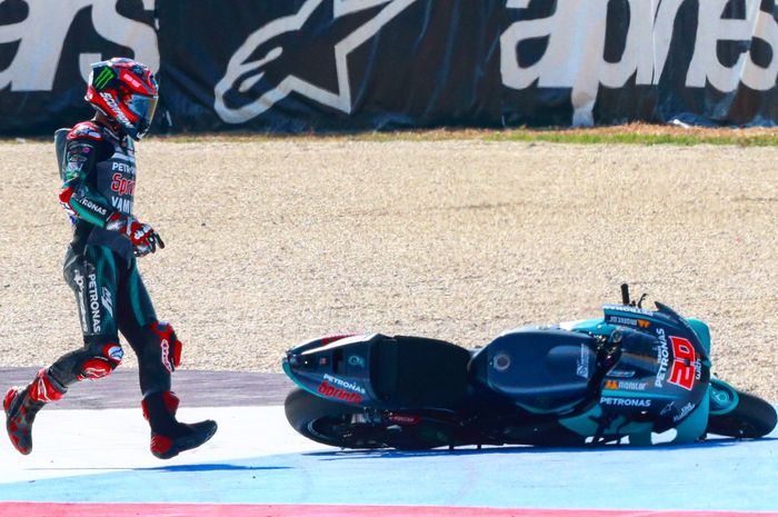 Fabio Quartararo dua kali terjatuh di MotoGP San Marino 2020 (13/9)