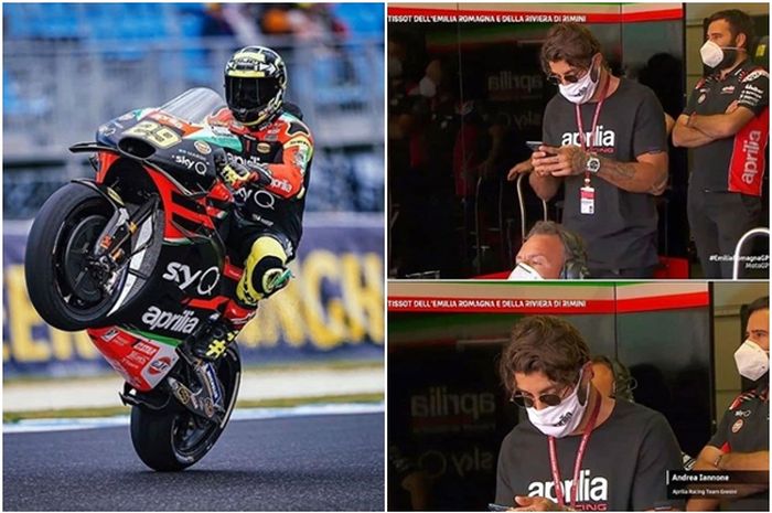 Andrea Iannone terlihat di paddock tim Aprilia pada Hari pertama dan kedua MotoGP Emilia Romagna 2002