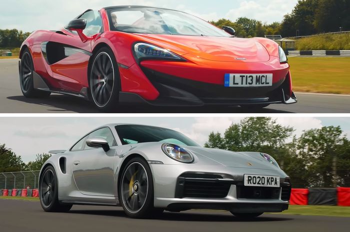 Ajang drag race menampilkan duel dua supercar, yakni Porsche 911 Turbo S dan McLaren 600LT Spider