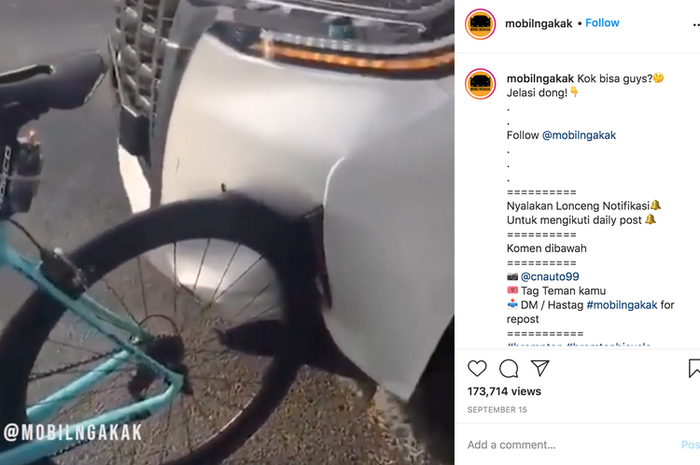 Video Toyota Alphard yang penyok nabrak sepeda(instagram.com/mobilngakak)