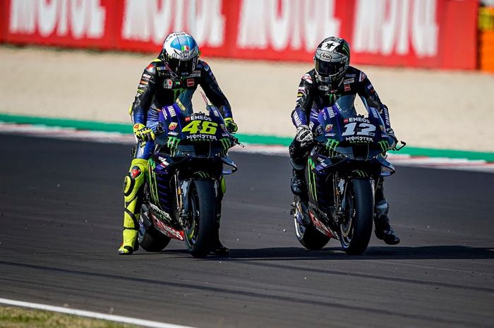 pembalap Monster Energy Yamaha, Valentino Rossi dan Maverick Vinales akan tampil di gelaran MotoGP Aragon 2020 pekan ini.