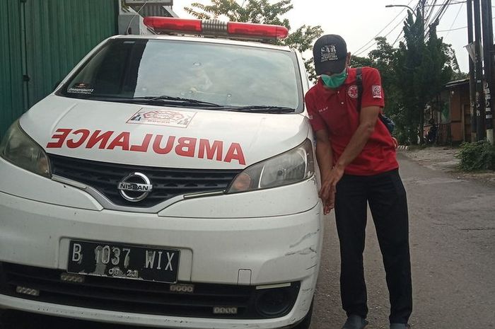 Kondisi mobil ambulans yang Dihalang-halangi oknum PNS di Kabupaten Bogor, Jawa Barat, Senin (28/9/2020).