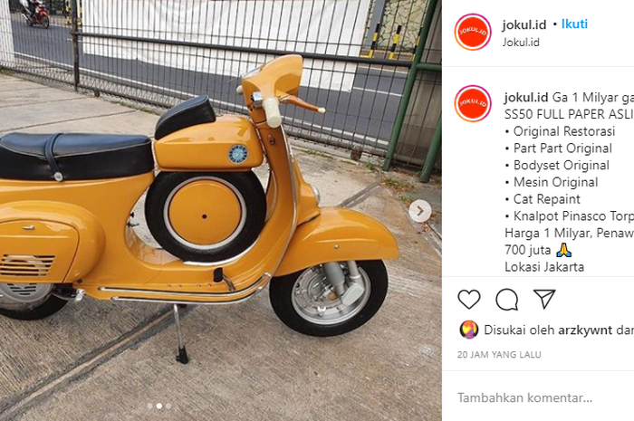 Vespa SS50 full ori dijual Rp 1 miliar