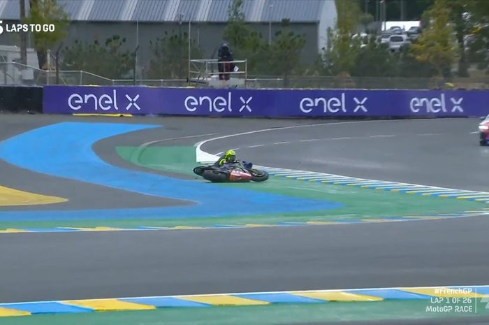 Valentino Rossi crash pada lap pertama MotoGP Prancis 2020