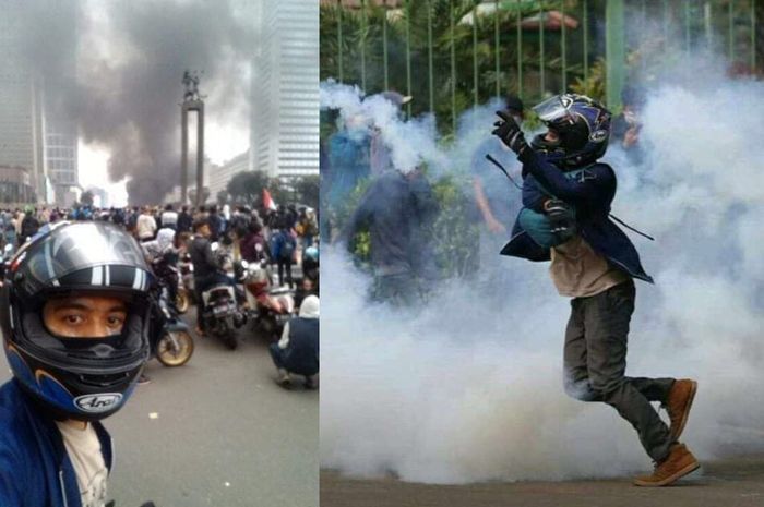 ikut demo pakai outfit ala bikers sultan, pria satu ini viral, ternyata barang yang ia pakai lumayan mahal