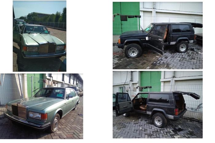 Unit Rolls Royce dan Jeep Cherokee yang dilelang oleh Bea Cukai.