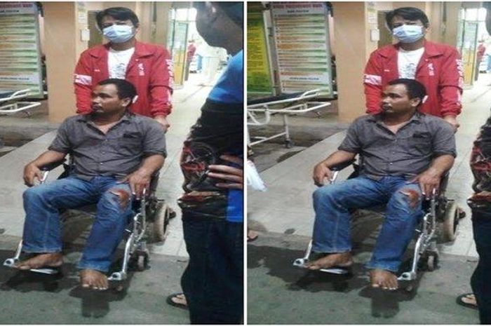 Indra (40) seorang pengemudi taksi daring di Palembang menjadi korban pengeroyokan yang dilakukan 10 orang di Mapolrestabes Palembang di Palembang, Rabu (21/10/2020) sekira pukul 00.00 WIB. 