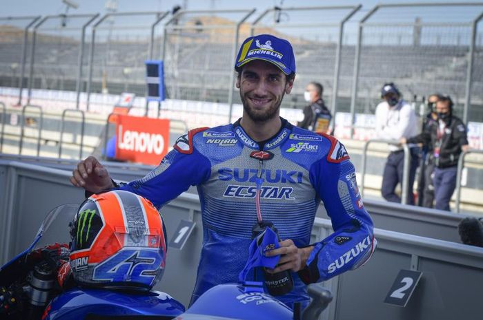 Alex Rins suskes raih podium tiga di MotoGP Teruel 2020.