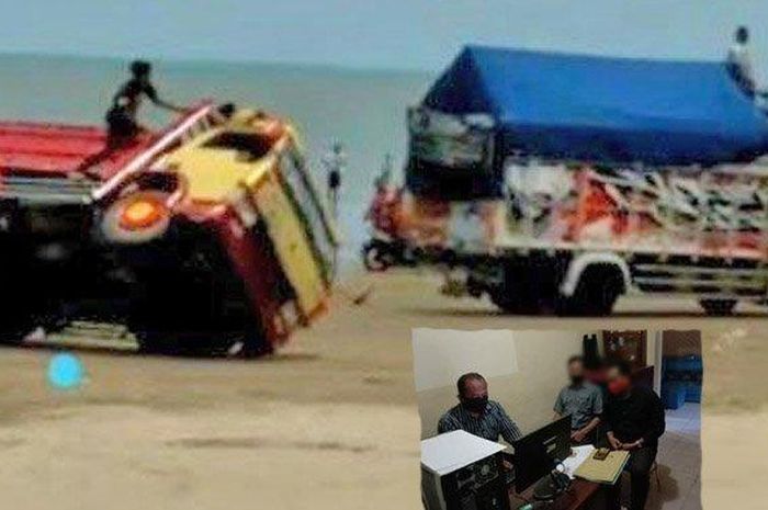 Balapl liar truk di pantai Cemara