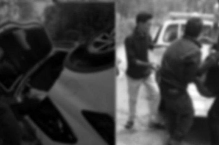 Potret mobil mini bus masuk jurang di tanah Karo. 