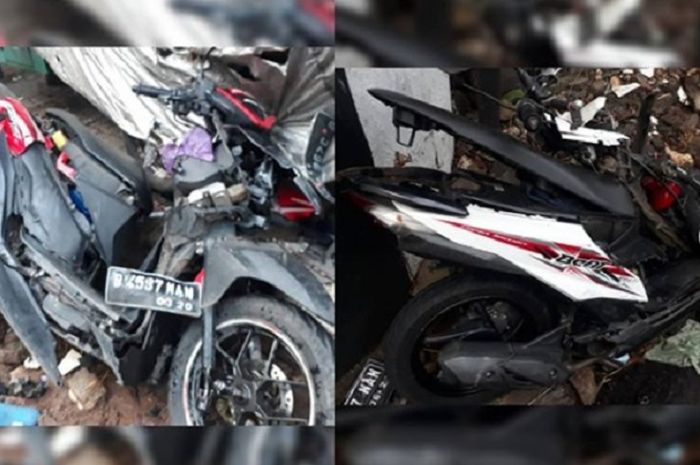 Kondisi motor yang dihantam taki hingga babak belur