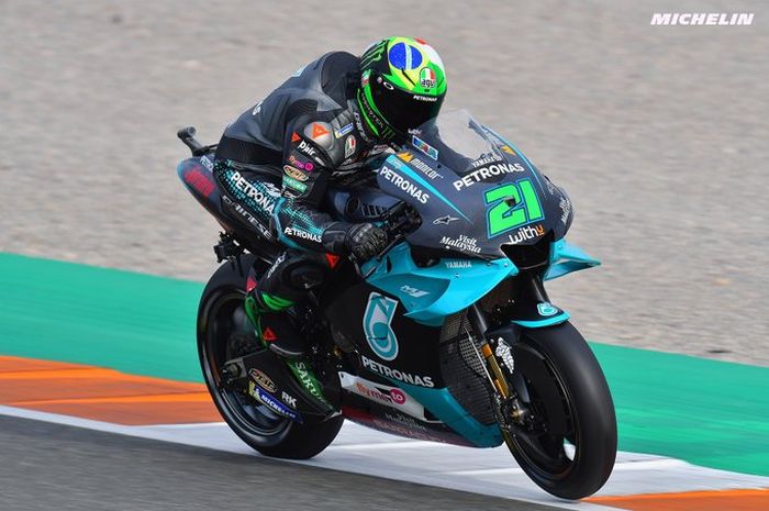 Franco Morbidelli tancap gas untuk mencetak waktu tercepat di FP3 MotoGP Valencia 2020.