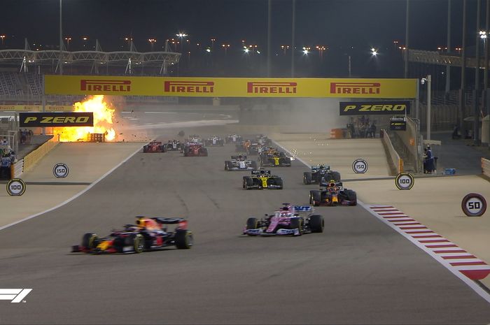F1 Bahrain 2020 diwarnai insiden mengerikan yang dialami oleh Romain Grosjean (Haas F1 Team).