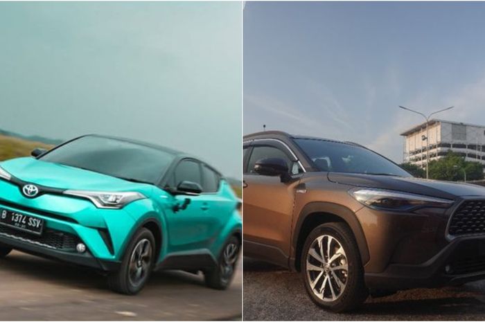 Ilustrasi Toyota C-HR dan Corolla Cross Hybrid.