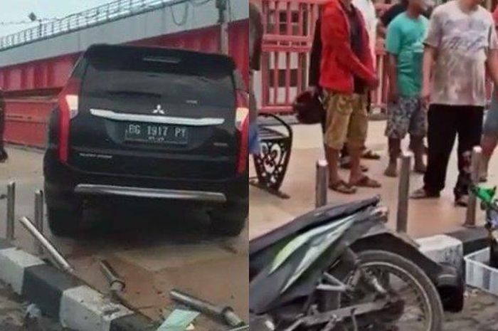 Kecelakaan di Jembatan Ampera, 1 Orang Terkapar di Jalan, Pajero Naik ke Trotoar Selasa (1/12/2020) 