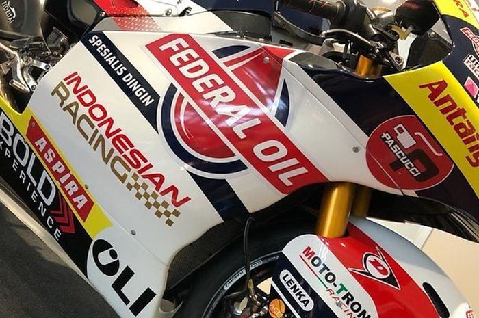 Wuih, logo MP1 Indonesian Racing sudah terpampang di motor tim Federal Oil Gresini Moto2 untuk tahun depan!