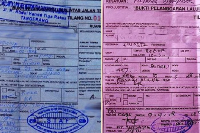 Bikers masih bingung surat tilang ada slip merah dan biru, pilih yang mana?