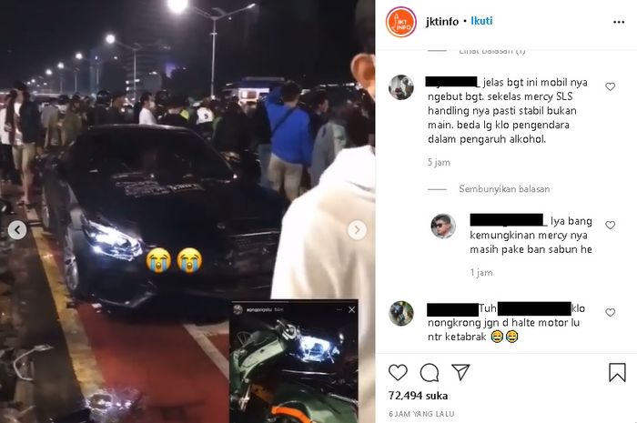 Kecelakaan Mercy Sl menabrak 16 motor