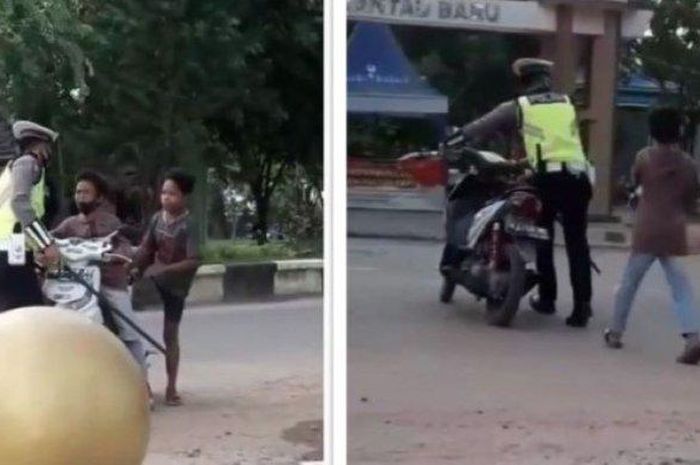 Seorang bocah ngamuk saat ditilang polisi 