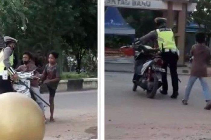 Viral seorang bocah pengendara Honda BeAT ngambek motor nggak mau ditilang