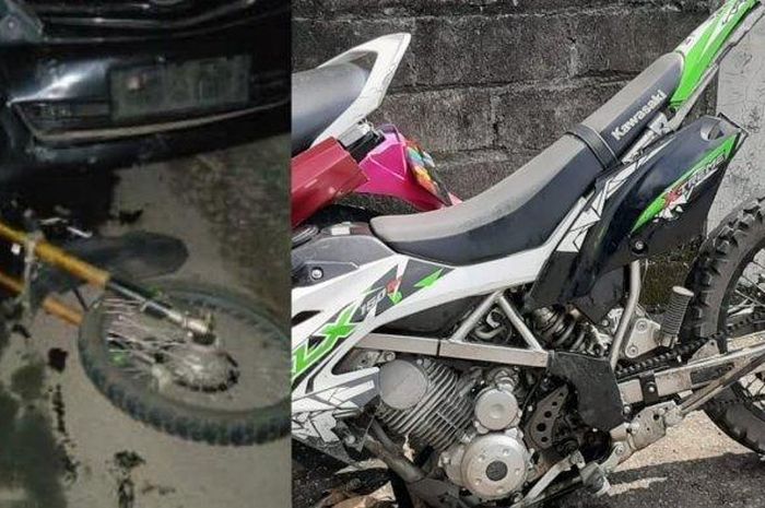 Kawasaki KLX terpotong jadi dua setelah dihantam kencang Kijang Innova