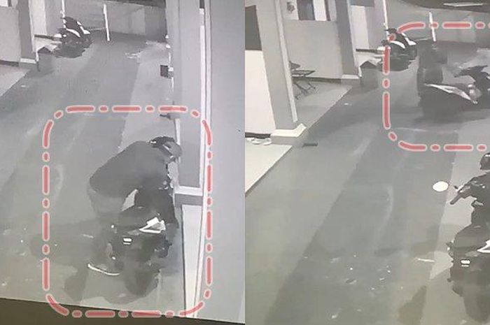 Rekaman CCTV dimana dua motor di salah satu penginapan di Jalan Angkatan 66 hilang dicuri. 